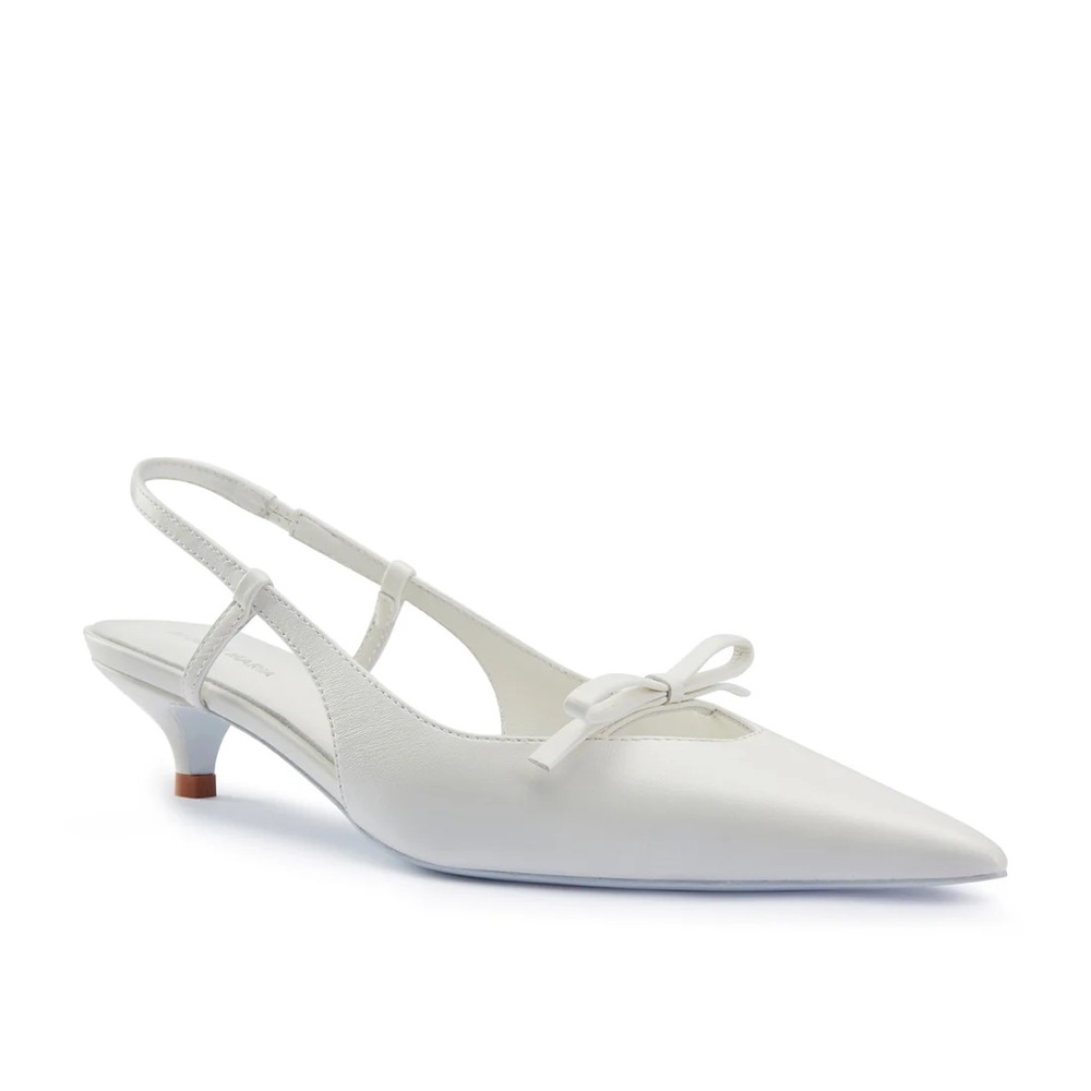 Jess White Slingback Kitten Heeled